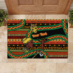 Personalized African 60th Birthday Rubber Doormat Traditional Tribal Pattern Elephant Mask Art
