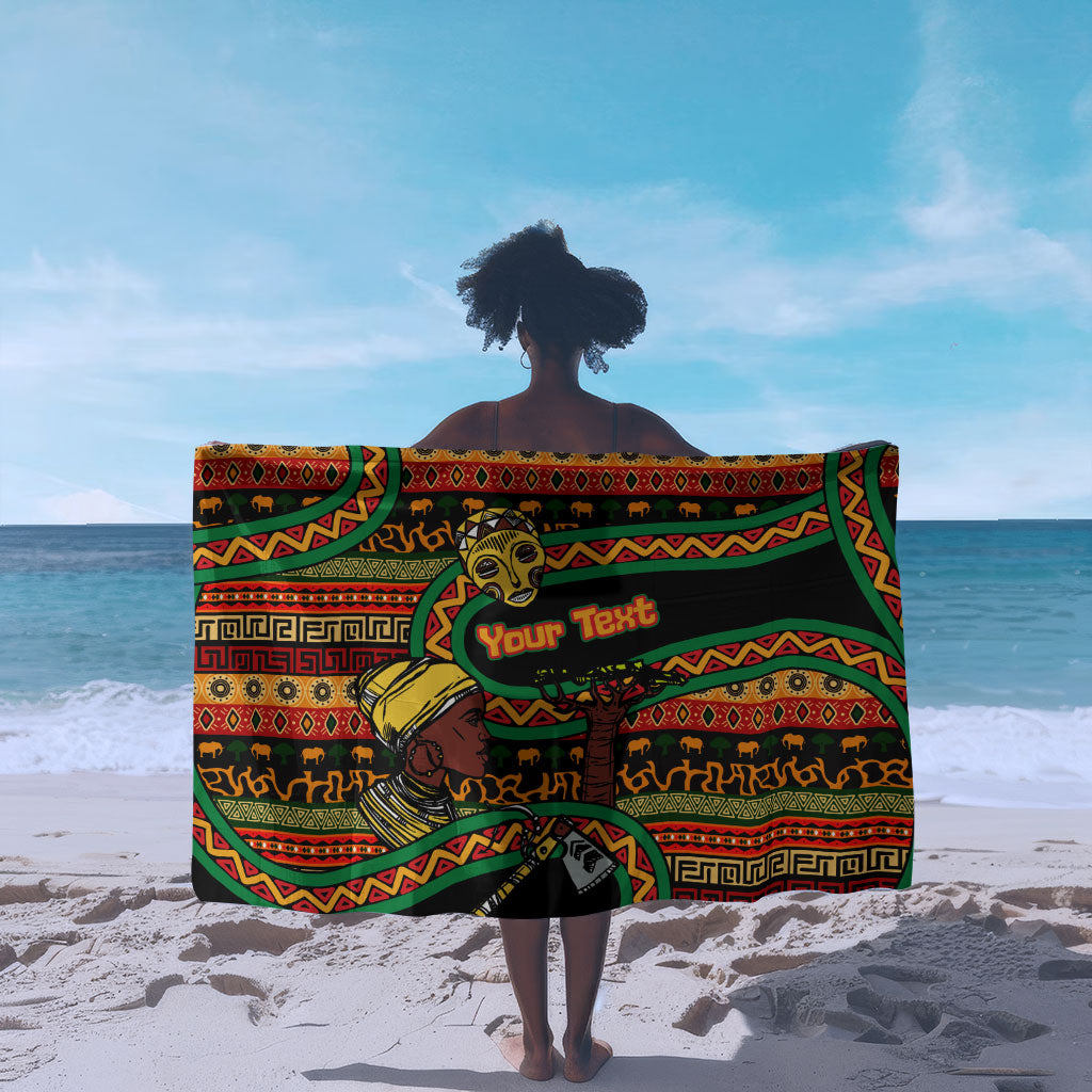 Personalized African 60th Birthday Sarong Traditional Tribal Pattern Elephant Mask Art