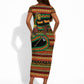 Personalized African 60th Birthday Short Sleeve Bodycon Dress Traditional Tribal Pattern Elephant Mask Art