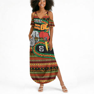 Personalized African 60th Birthday Summer Maxi Dress Traditional Tribal Pattern Elephant Mask Art