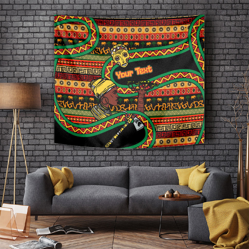 Personalized African 60th Birthday Tapestry Traditional Tribal Pattern Elephant Mask Art