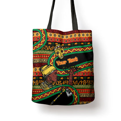 Personalized African 60th Birthday Tote Bag Traditional Tribal Pattern Elephant Mask Art