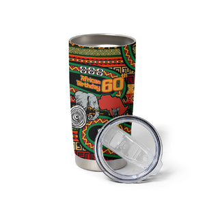 Personalized African 60th Birthday Tumbler Cup Traditional Tribal Pattern Elephant Mask Art