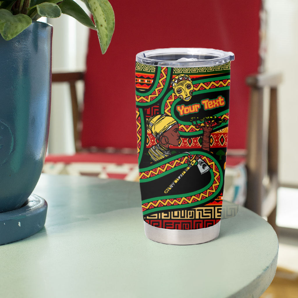 Personalized African 60th Birthday Tumbler Cup Traditional Tribal Pattern Elephant Mask Art