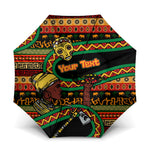 Personalized African 60th Birthday Umbrella Traditional Tribal Pattern Elephant Mask Art