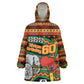 Personalized African 60th Birthday Wearable Blanket Hoodie Traditional Tribal Pattern Elephant Mask Art