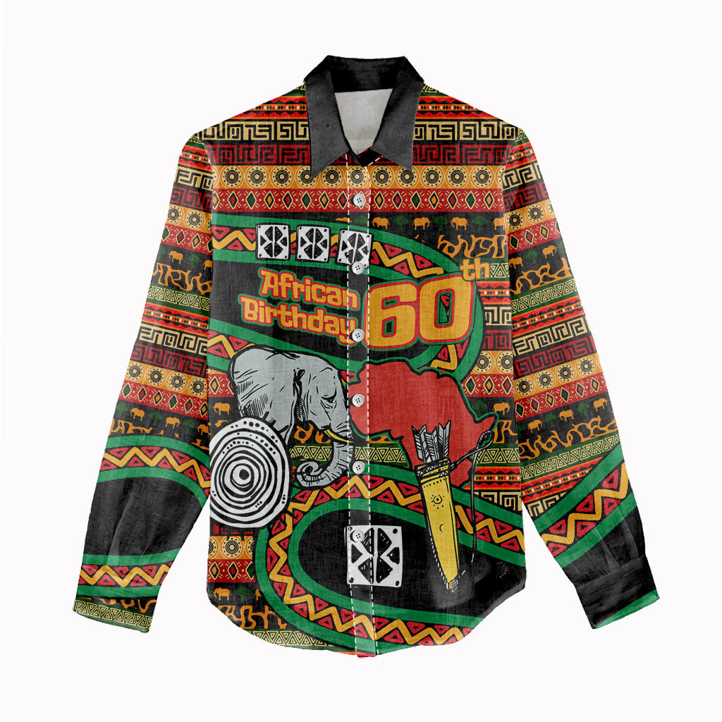 Personalized African 60th Birthday Women Casual Shirt Traditional Tribal Pattern Elephant Mask Art