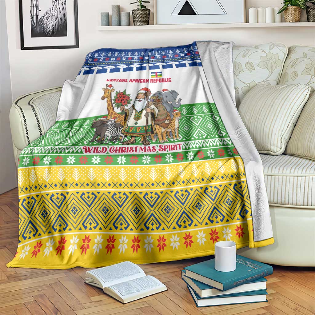 Central African Republic Christmas Blanket Santa and Safari Animals Baobab Trees Snowflakes - African Pride