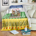 Central African Republic Christmas Blanket Santa and Safari Animals Baobab Trees Snowflakes - African Pride