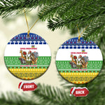 Central African Republic Christmas Ceramic Ornament Santa and Safari Animals Baobab Trees Snowflakes - African Pride