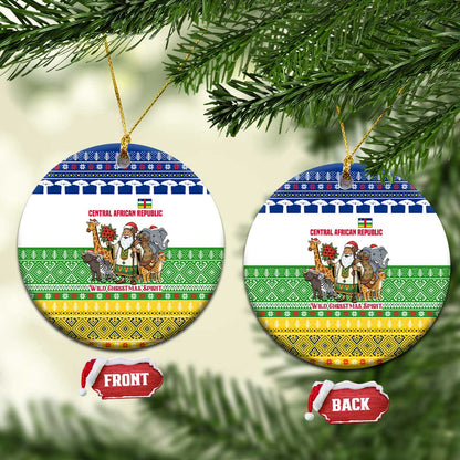 Central African Republic Christmas Ceramic Ornament Santa and Safari Animals Baobab Trees Snowflakes - African Pride