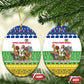 Central African Republic Christmas Ceramic Ornament Santa and Safari Animals Baobab Trees Snowflakes - African Pride
