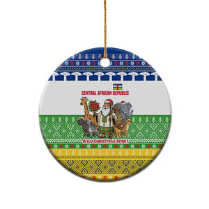 Central African Republic Christmas Ceramic Ornament Santa and Safari Animals Baobab Trees Snowflakes - African Pride