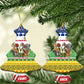 Central African Republic Christmas Ceramic Ornament Santa and Safari Animals Baobab Trees Snowflakes - African Pride