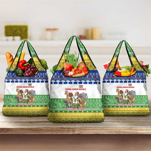 Central African Republic Christmas Grocery Bag Santa and Safari Animals Baobab Trees Snowflakes - African Pride