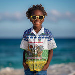 Central African Republic Christmas Kid Hawaiian Shirt Santa and Safari Animals Baobab Trees Snowflakes - African Pride