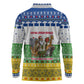 Central African Republic Christmas Long Sleeve Polo Shirt Santa and Safari Animals Baobab Trees Snowflakes - African Pride