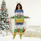 Central African Republic Christmas Pajama Set Santa and Safari Animals Baobab Trees Snowflakes - African Pride
