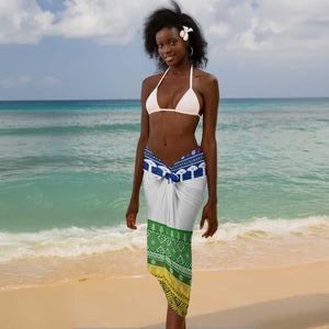 Central African Republic Christmas Sarong Santa and Safari Animals Baobab Trees Snowflakes - African Pride