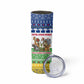 Central African Republic Christmas Skinny Tumbler Santa and Safari Animals Baobab Trees Snowflakes - African Pride