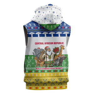 Central African Republic Christmas Sleeveless Zip Hoodie Santa and Safari Animals Baobab Trees Snowflakes - African Pride