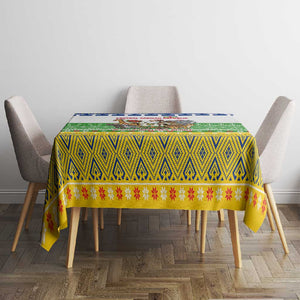 Central African Republic Christmas Tablecloth Santa and Safari Animals Baobab Trees Snowflakes - African Pride