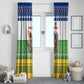 Central African Republic Christmas Window Curtain Santa and Safari Animals Baobab Trees Snowflakes - African Pride