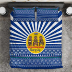 Central African Republic Christmas Bedding Set Drumming Beat of Joy Tribal Pattern and Snowflakes - African Pride