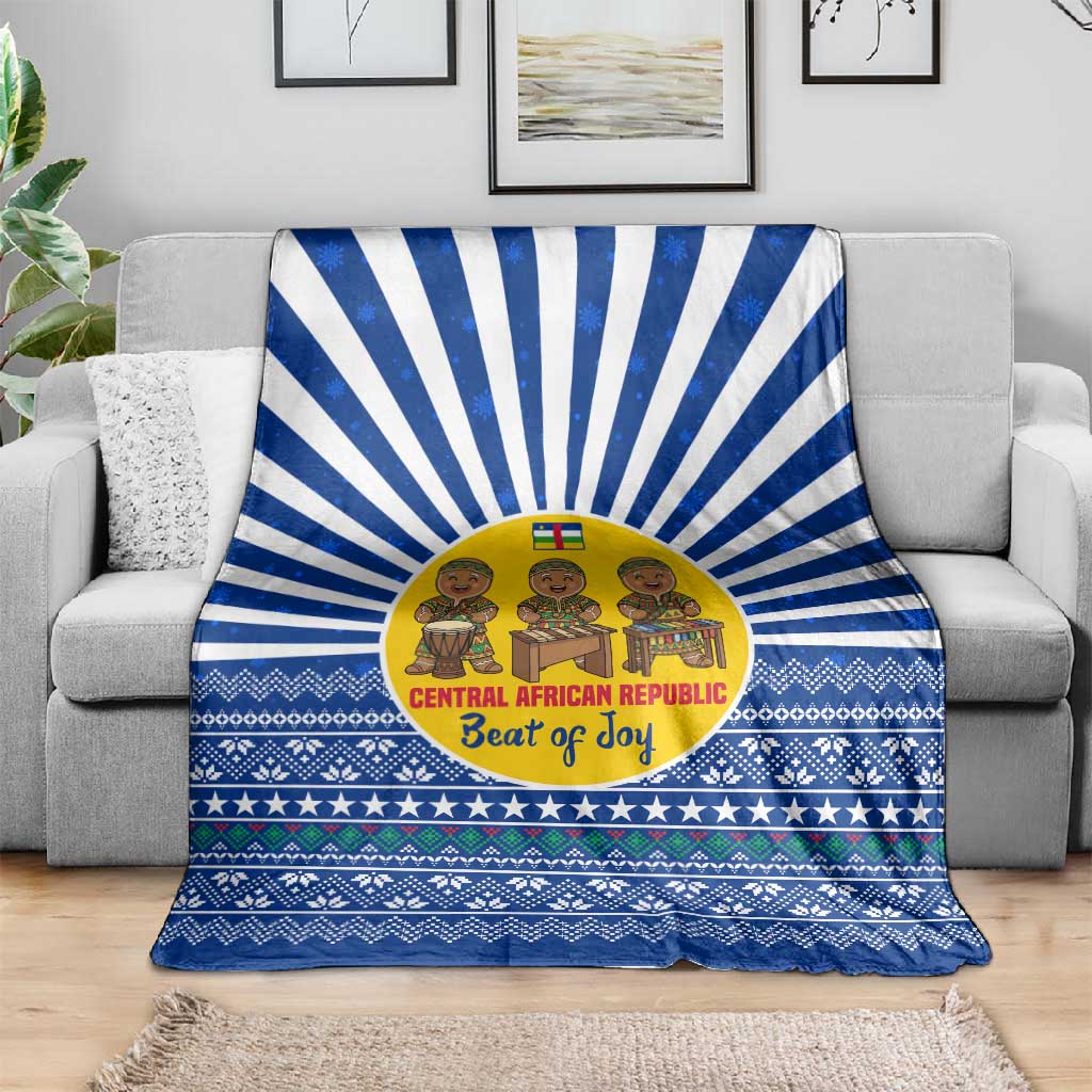 Central African Republic Christmas Blanket Drumming Beat of Joy Tribal Pattern and Snowflakes - African Pride