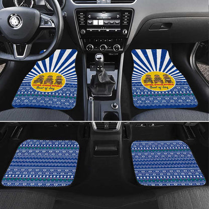 Central African Republic Christmas Car Mats Drumming Beat of Joy Tribal Pattern and Snowflakes - African Pride