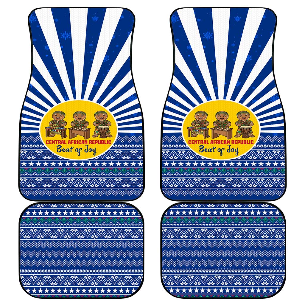 Central African Republic Christmas Car Mats Drumming Beat of Joy Tribal Pattern and Snowflakes - African Pride