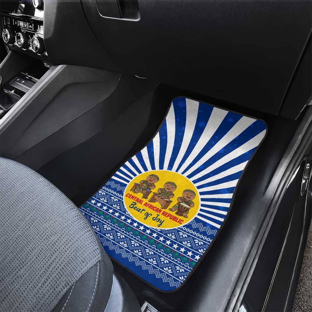 Central African Republic Christmas Car Mats Drumming Beat of Joy Tribal Pattern and Snowflakes - African Pride