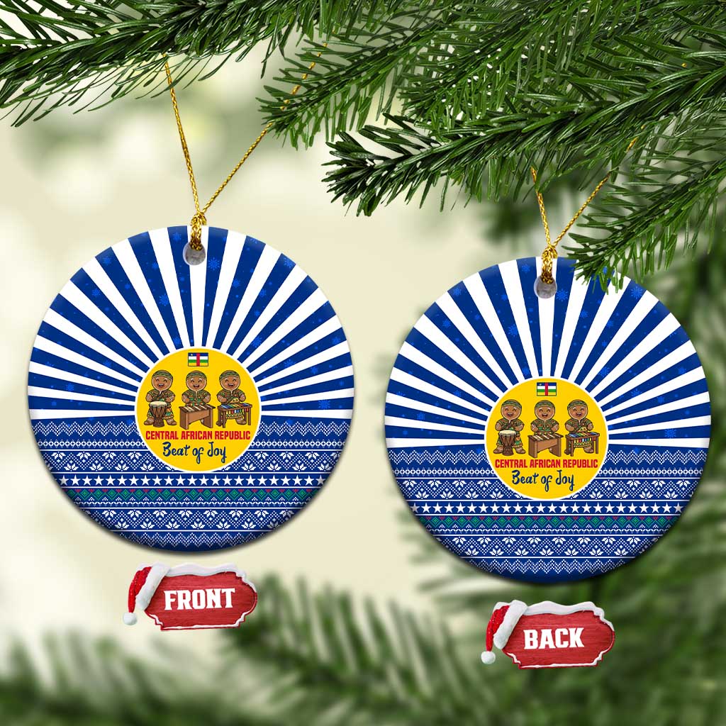Central African Republic Christmas Ceramic Ornament Drumming Beat of Joy Tribal Pattern and Snowflakes - African Pride