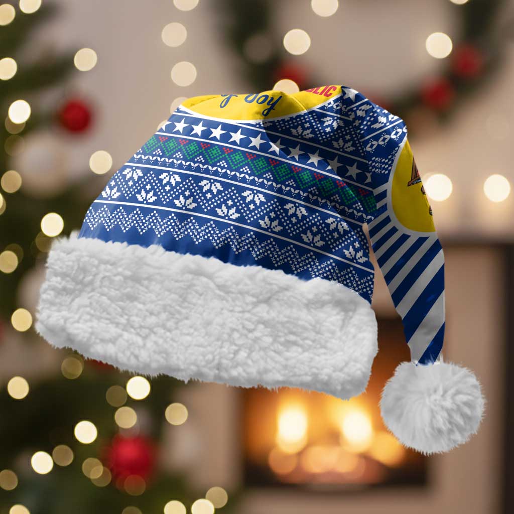 Central African Republic Christmas Santa Hat Drumming Beat of Joy Tribal Pattern and Snowflakes - African Pride