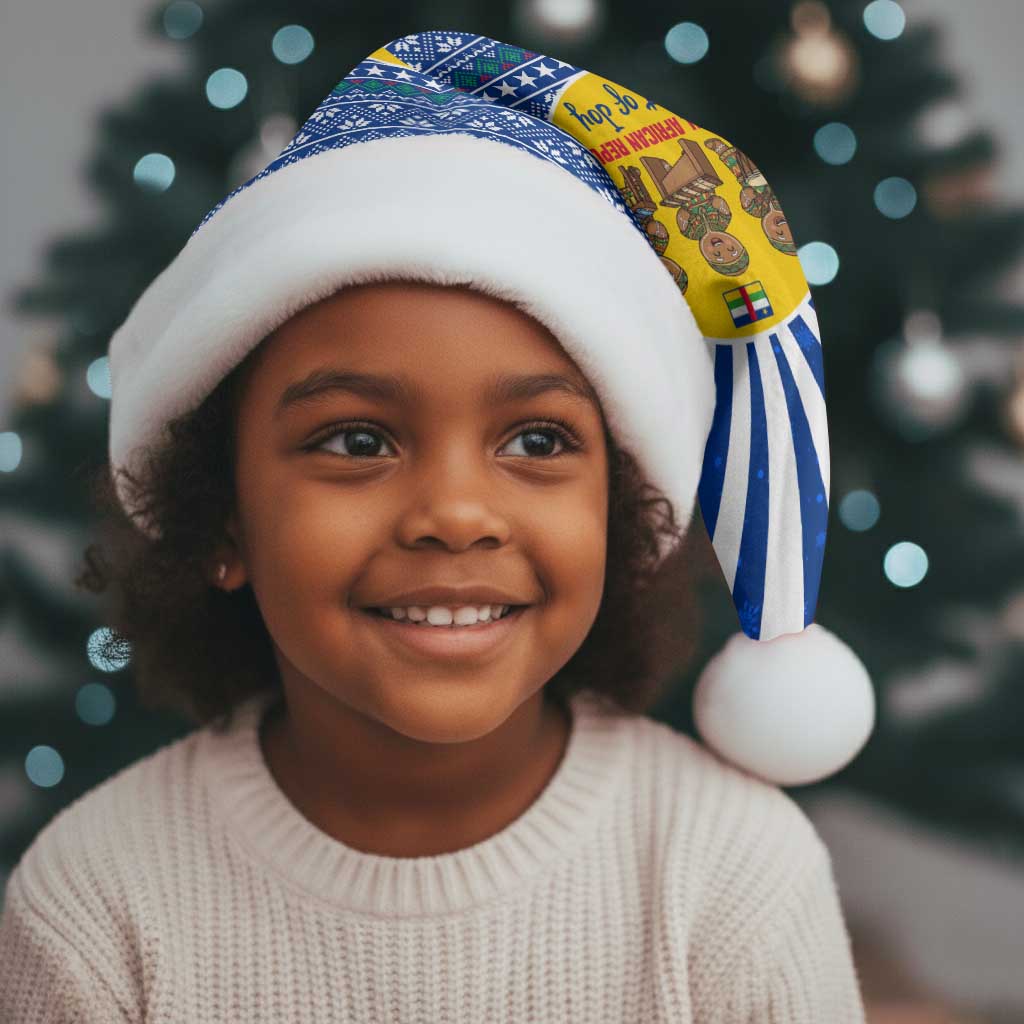 Central African Republic Christmas Santa Hat Drumming Beat of Joy Tribal Pattern and Snowflakes - African Pride