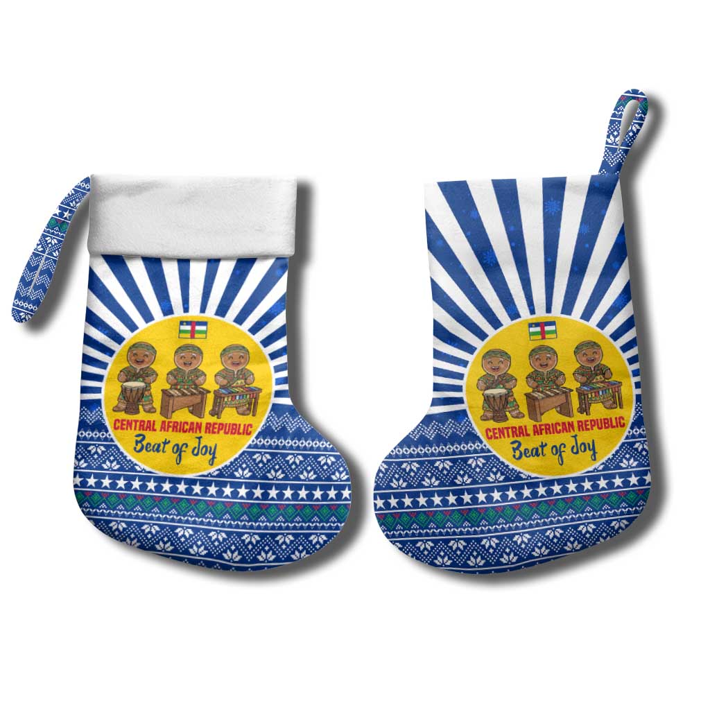 Central African Republic Christmas Stocking Drumming Beat of Joy Tribal Pattern and Snowflakes - African Pride
