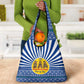 Central African Republic Christmas Grocery Bag Drumming Beat of Joy Tribal Pattern and Snowflakes - African Pride