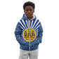 Central African Republic Christmas Kid Hoodie Drumming Beat of Joy Tribal Pattern and Snowflakes - African Pride