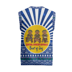 Central African Republic Christmas Knitted V-Neck Vest Drumming Beat of Joy Tribal Pattern and Snowflakes - African Pride