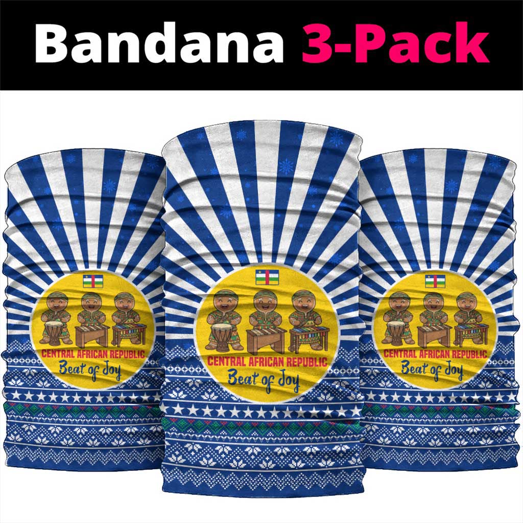 Central African Republic Christmas Neck Gaiter Drumming Beat of Joy Tribal Pattern and Snowflakes - African Pride