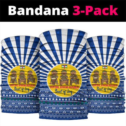 Central African Republic Christmas Neck Gaiter Drumming Beat of Joy Tribal Pattern and Snowflakes - African Pride