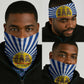 Central African Republic Christmas Neck Gaiter Drumming Beat of Joy Tribal Pattern and Snowflakes - African Pride