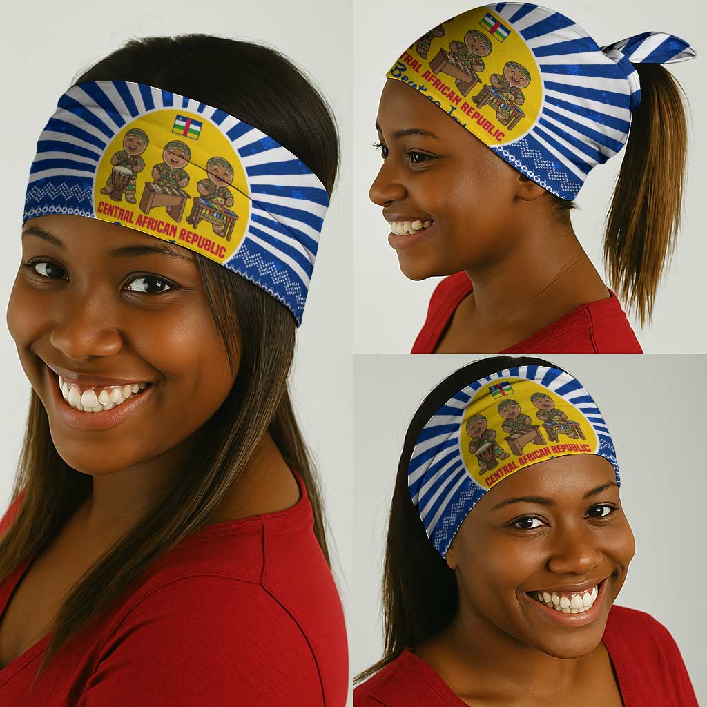 Central African Republic Christmas Neck Gaiter Drumming Beat of Joy Tribal Pattern and Snowflakes - African Pride