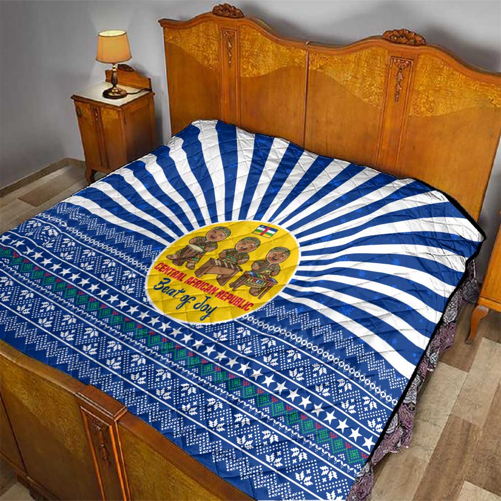 Central African Republic Christmas Quilt Drumming Beat of Joy Tribal Pattern and Snowflakes - African Pride