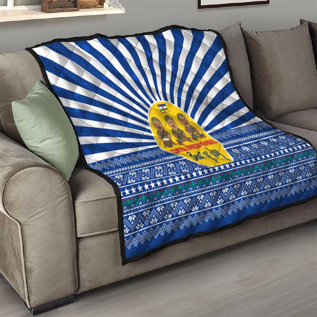 Central African Republic Christmas Quilt Drumming Beat of Joy Tribal Pattern and Snowflakes - African Pride