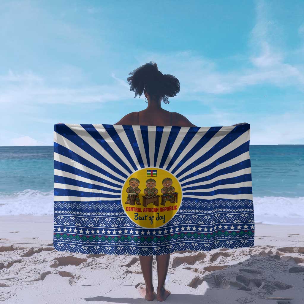 Central African Republic Christmas Sarong Drumming Beat of Joy Tribal Pattern and Snowflakes - African Pride