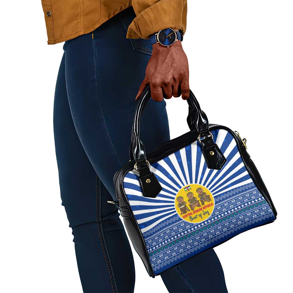 Central African Republic Christmas Shoulder Handbag Drumming Beat of Joy Tribal Pattern and Snowflakes - African Pride