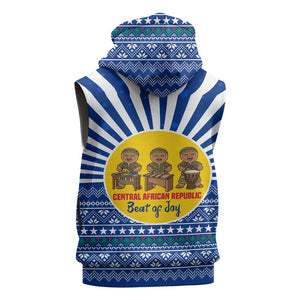 Central African Republic Christmas Sleeveless Hoodie Drumming Beat of Joy Tribal Pattern and Snowflakes - African Pride