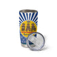 Central African Republic Christmas Tumbler Cup Drumming Beat of Joy Tribal Pattern and Snowflakes - African Pride