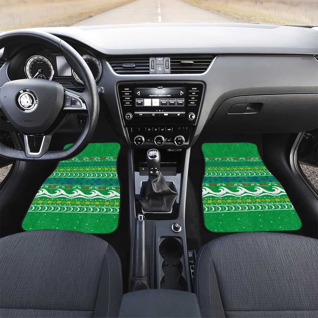 Comoros Christmas Car Mats Santa Riding Dolphin Ocean Waves Crescent Moon - African Pride